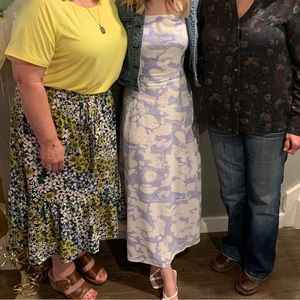 Open Edit Open back blue and white dress